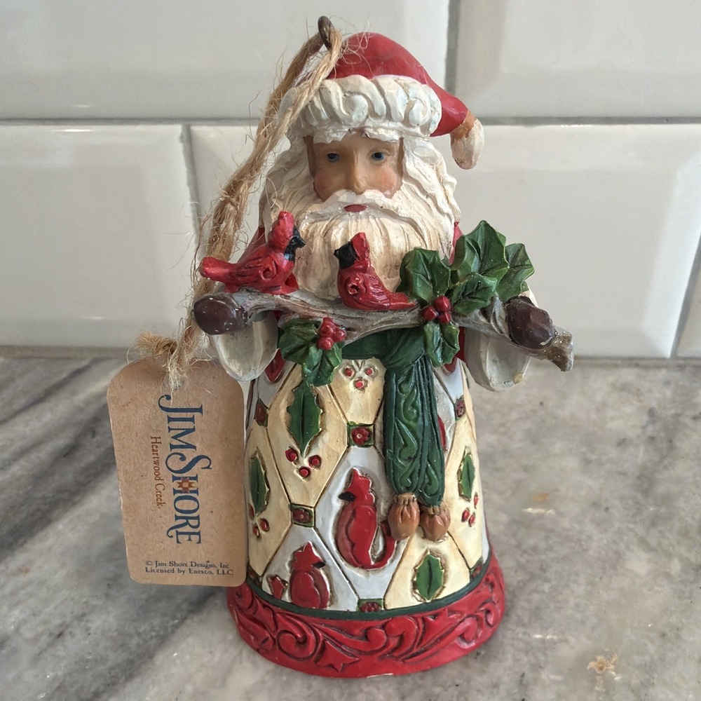 Jim Shore SANTA WITH CARDINALS Hanging Ornament With Tag GWB01